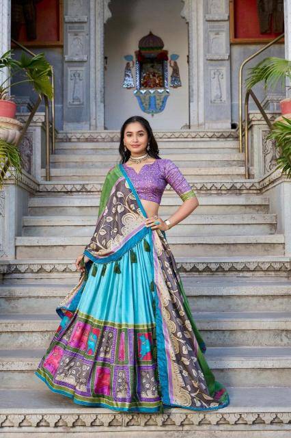 square box Tussar Silk wholesale market of lehenga in delhi