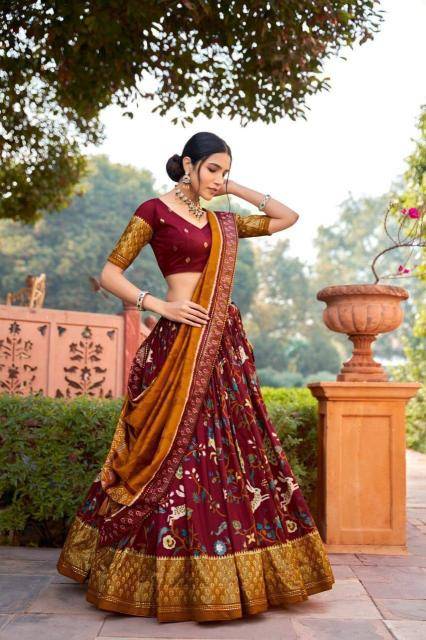 Rabbit Tussar Silk bridal lehenga wholesale surat
