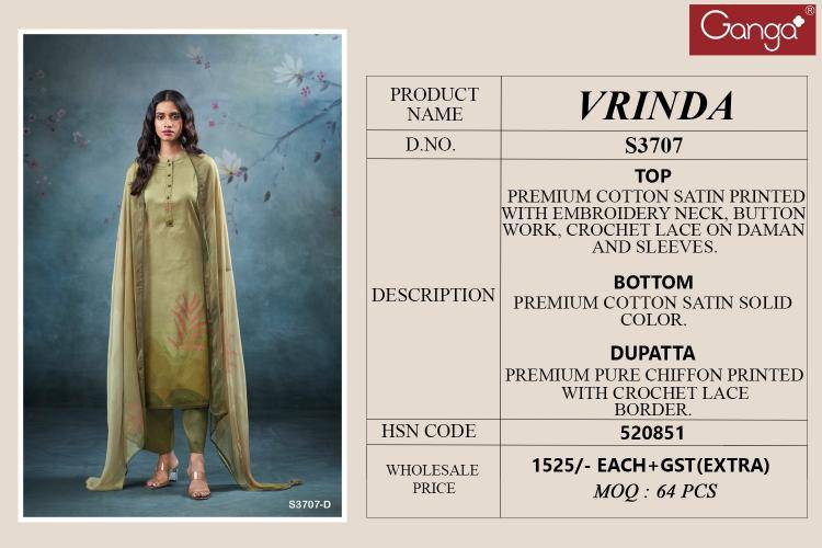 Ganga vrinda 3707 Surat dress material market