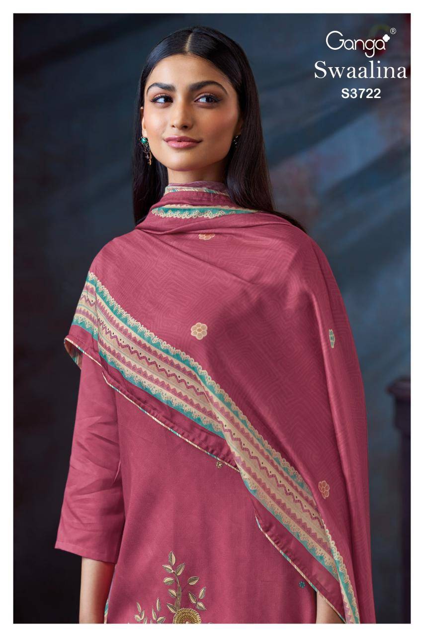 Ganga swaalina 3722 Indian dress material wholesale