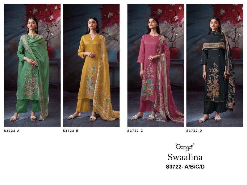 Ganga swaalina 3722 Indian dress material wholesale