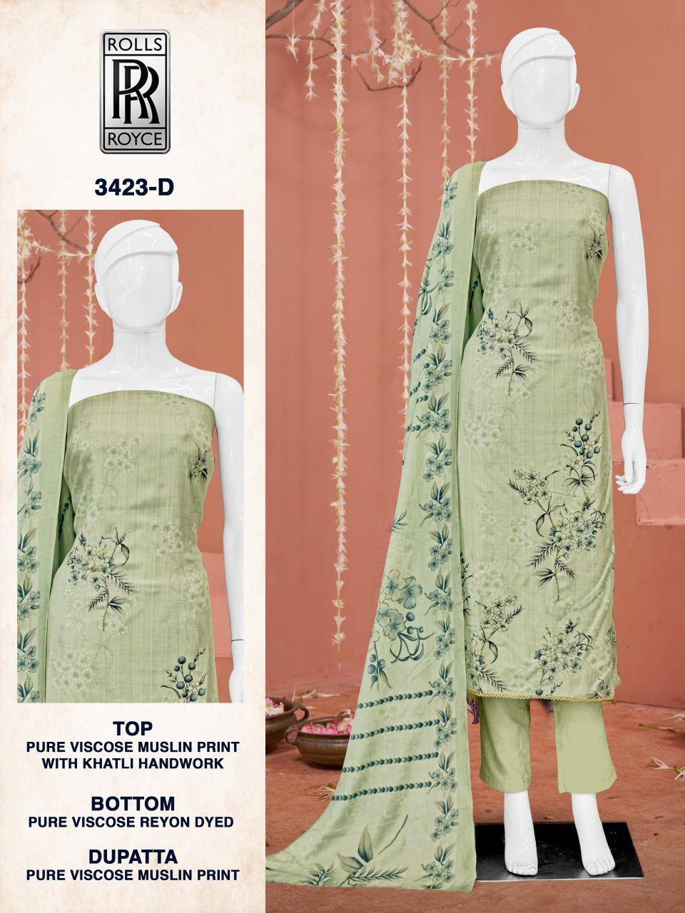 Bipson prints rolls royce 3423 Bulk dress material suppliers in India