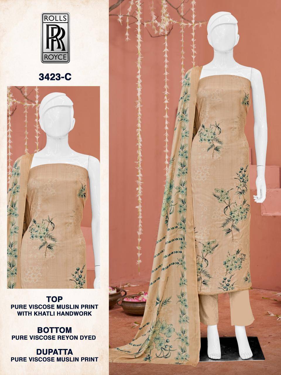 Bipson prints rolls royce 3423 Bulk dress material suppliers in India