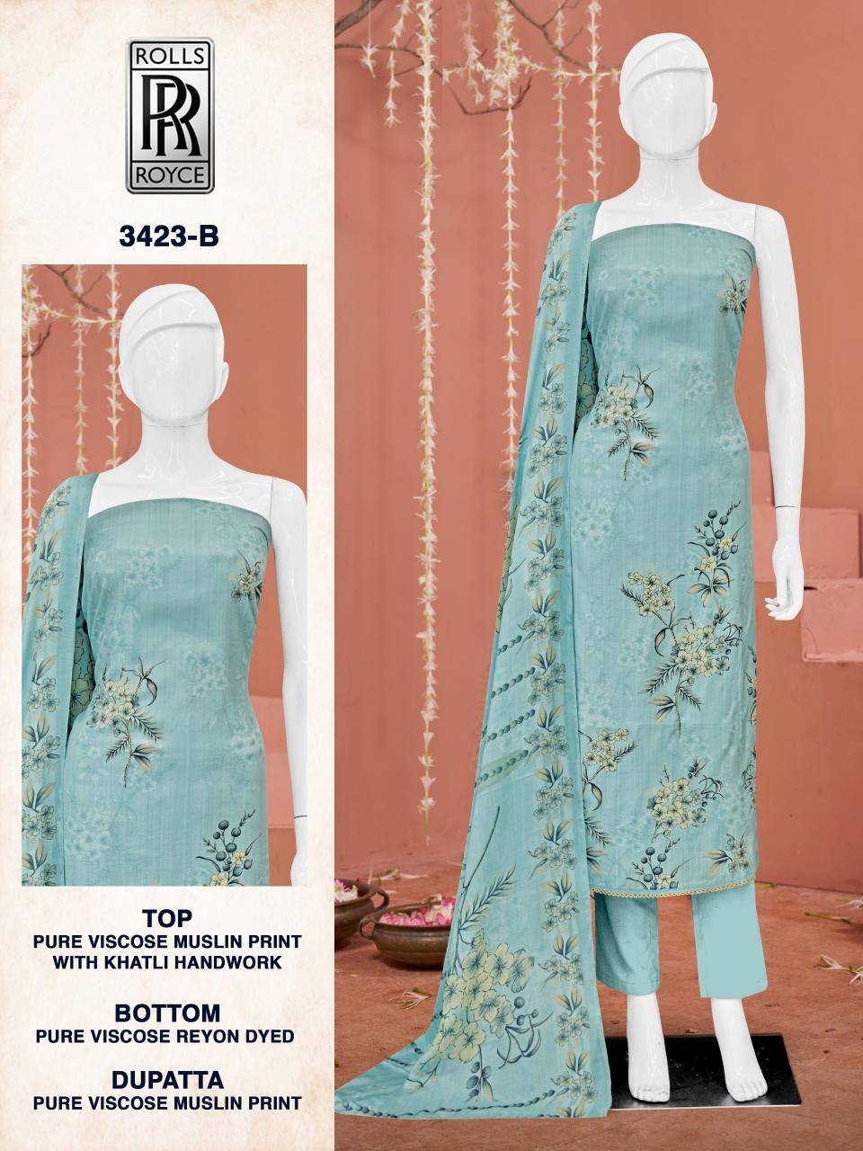 Bipson prints rolls royce 3423 Bulk dress material suppliers in India