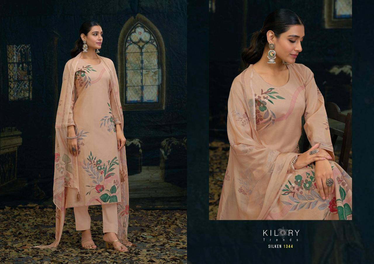 Kilory trends silken Unstitched dress material online shopping