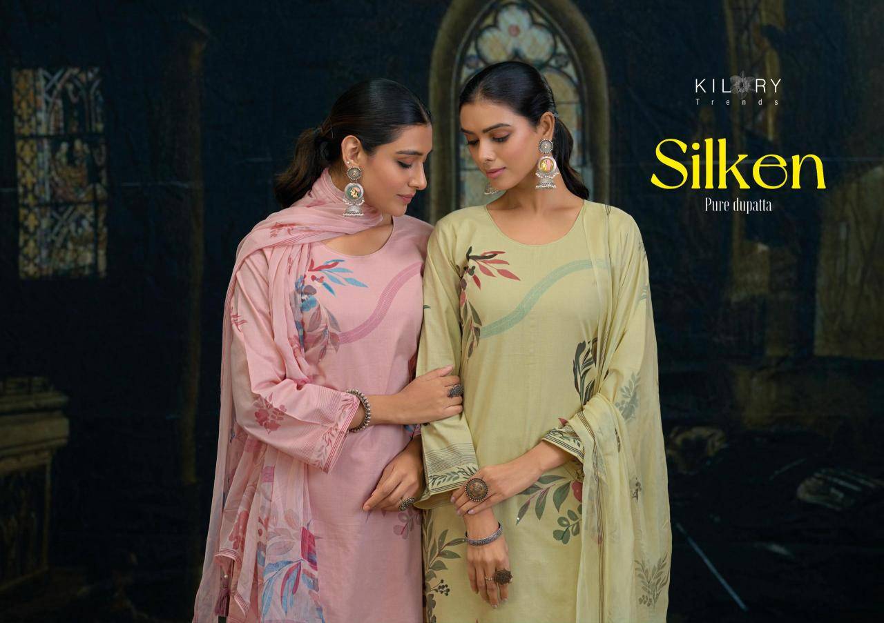 Kilory trends silken Unstitched dress material online shopping