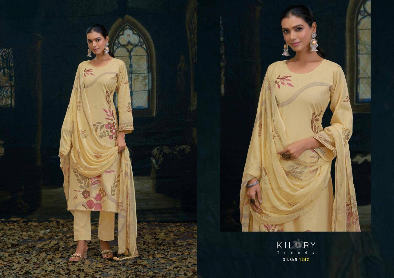 Kilory trends silken Unstitched dress material online shopping