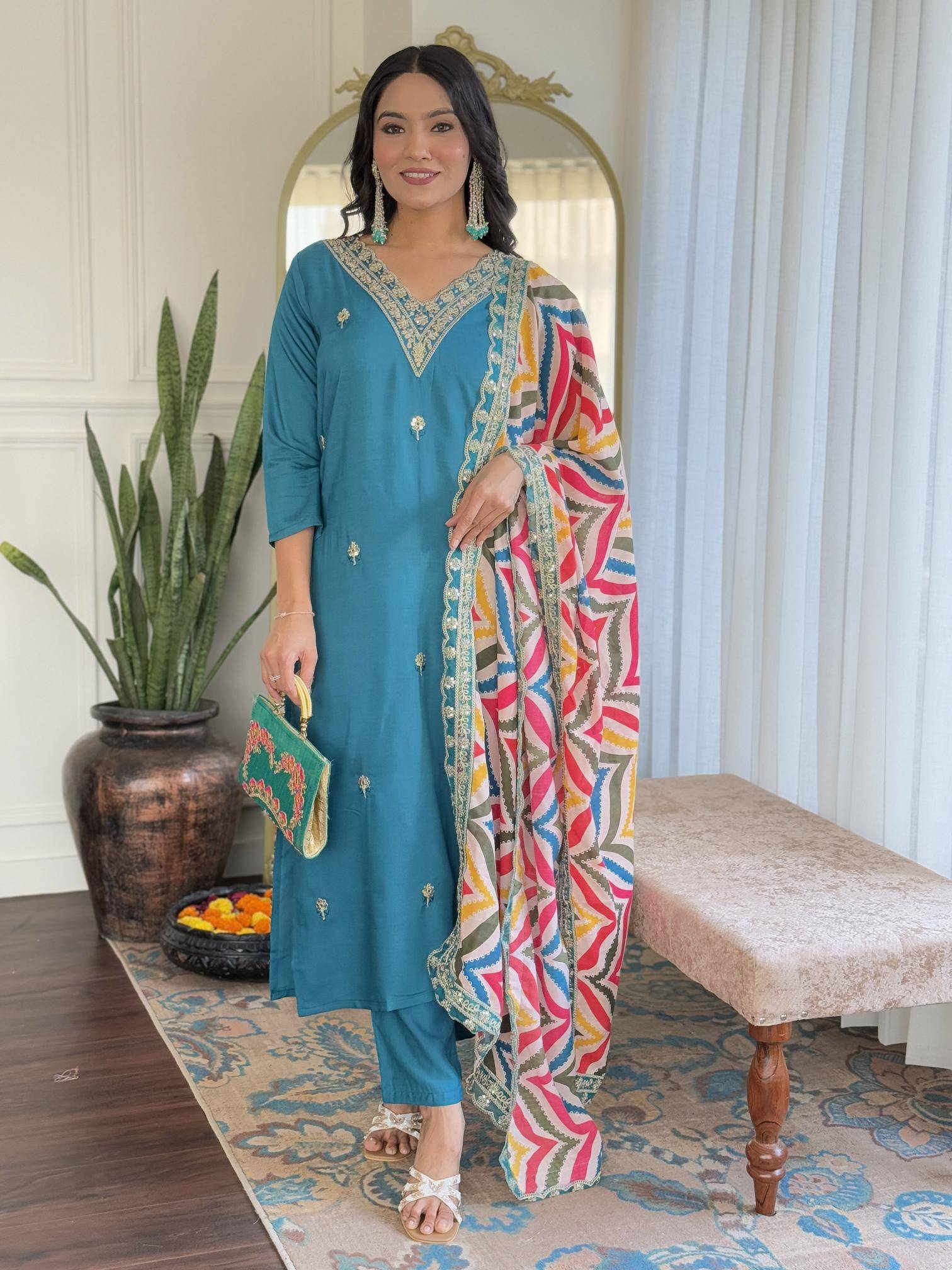 Bitto NK467 rama v neck viscose straight Kurti wholesale market rates in Surat