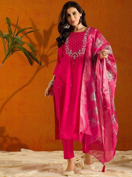 Bitto raviya viscose chanderi pink Kurti suppliers for custom orders