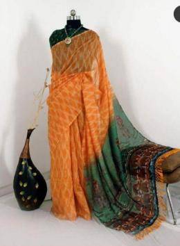 Akshara linen digital kalamkari Printed saree wholesale market