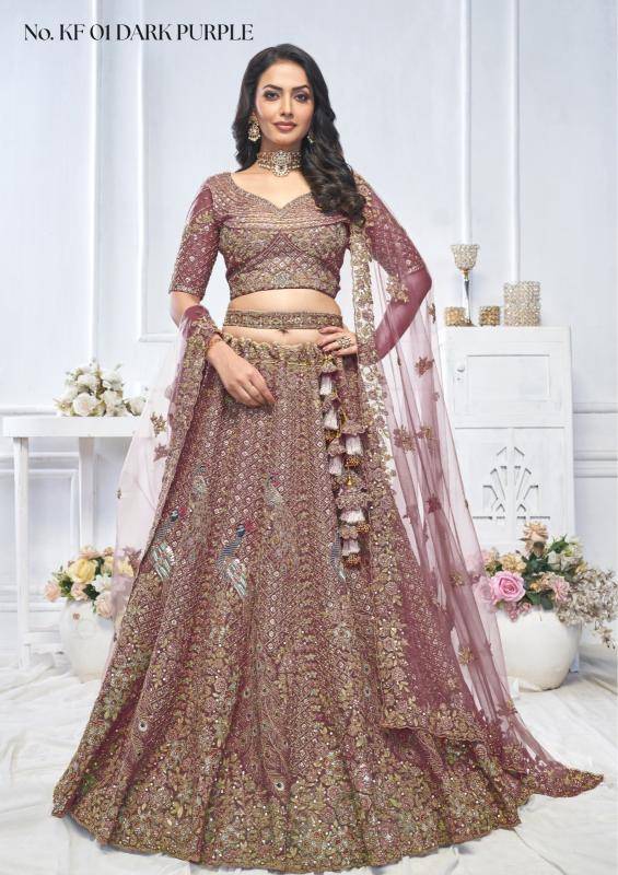 KF-01 Coffe Soft net Bridal lehenga choli in ahmedabad