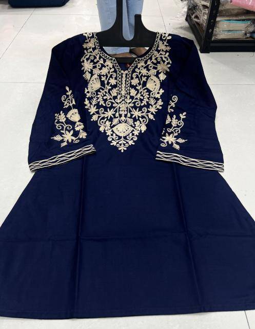 Shorya rayon with embroidery short top Surat kurtis for boutique