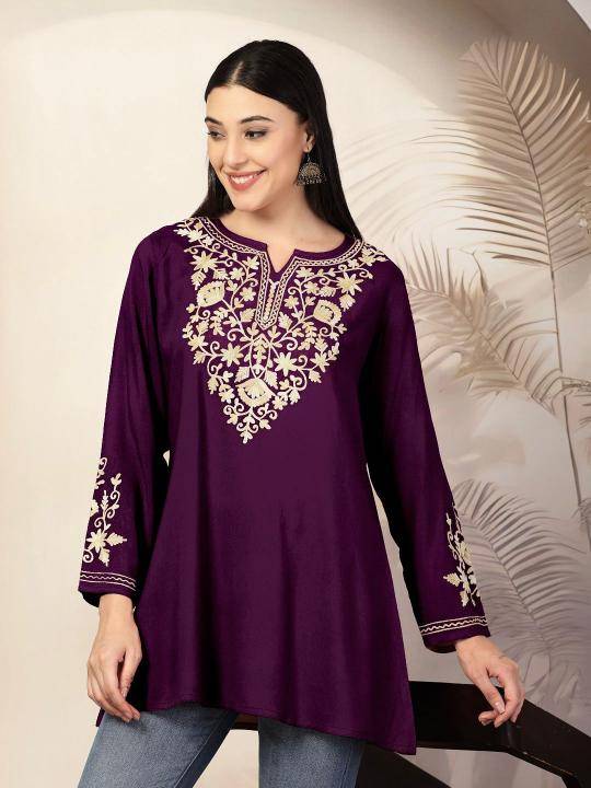 Shorya rayon with embroidery short top Surat kurtis for boutique