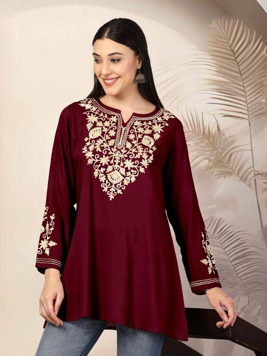 Shorya rayon with embroidery short top Surat kurtis for boutique