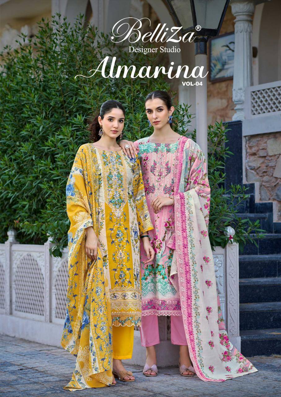 Belliza designer studio almarina vol 4 Fancy dress materials wholesale market in Kolkata