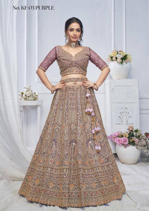 KF-03 Purple Soft net Lehenga choli with price