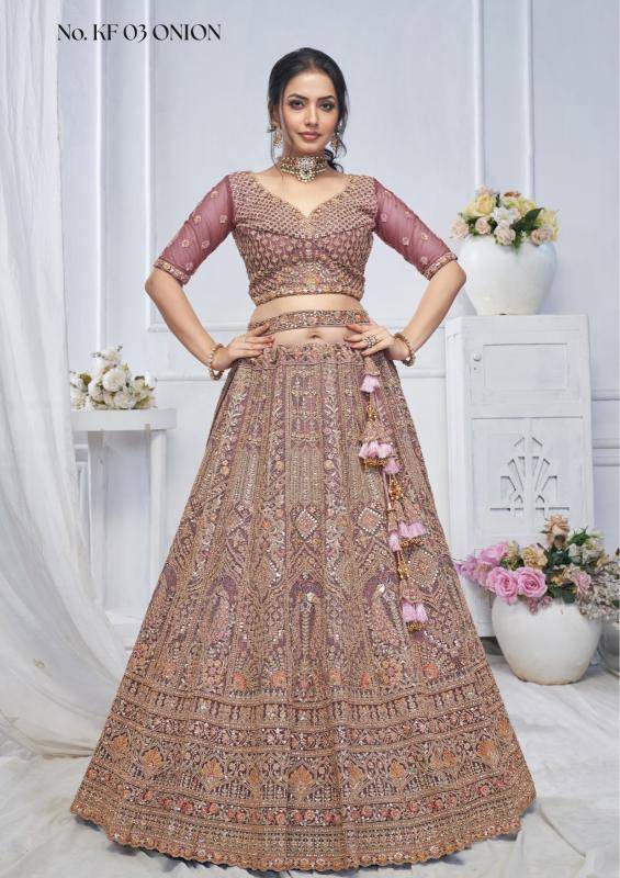KF-03 Onion Soft net  Lehenga choli for wedding season