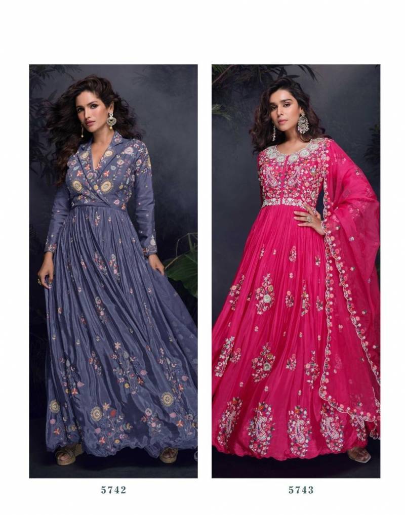 Mrunal Hit 5742 And 5743 Designer Chinon Gown Mumbai kurti suppliers