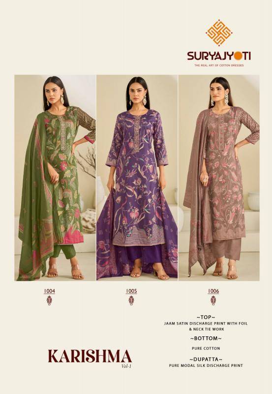 Suryajyoti karishma vol-01 Wholesale unstitched suit material in India