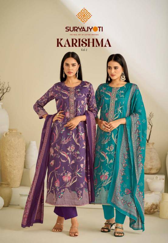 Suryajyoti karishma vol-01 Wholesale unstitched suit material in India