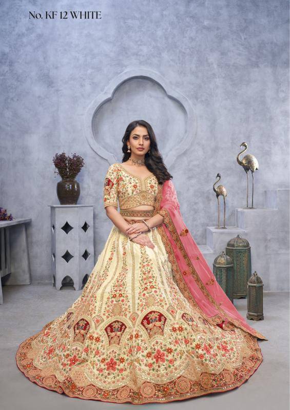 KF-12 Banarasi silk White Wholesale lehenga choli manufacturers in India