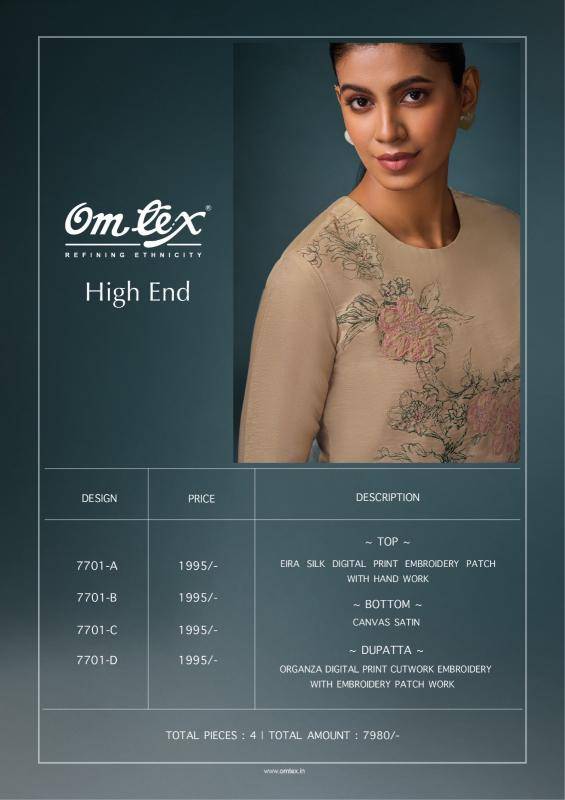 Omtex high end eira Dress material suppliers in Bangalore