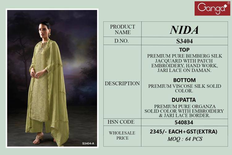 Ganga nida 3404 Printed dress materials in Bangalore