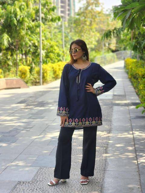 Shree salasar reyon embroidery work short tops Surat kurti wholesale suppliers