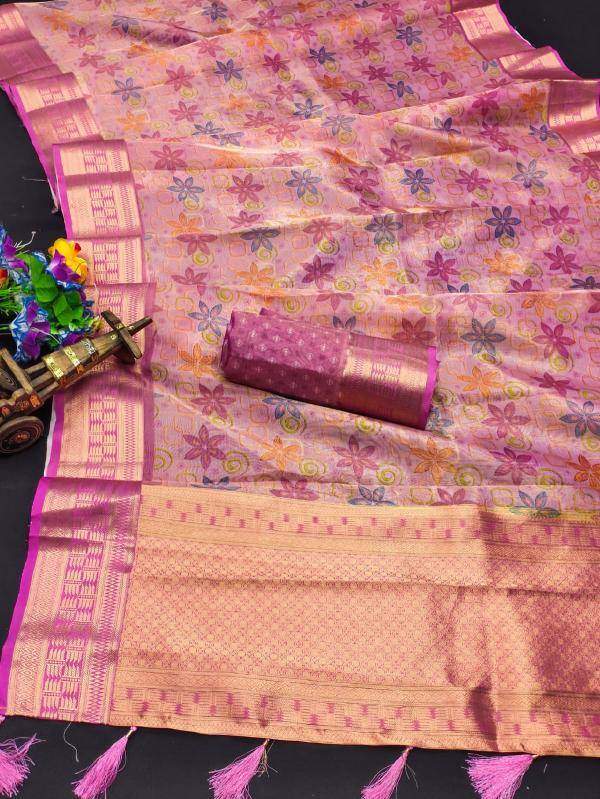 GC soft jacquard with digital Saree distributors in Delhi
