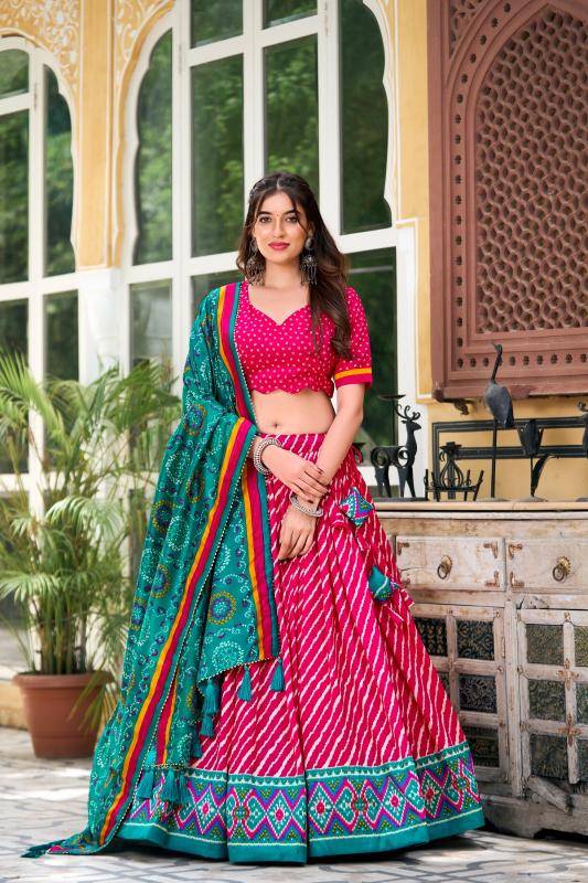 Leheriya Tussar Silk Designer lehenga choli online