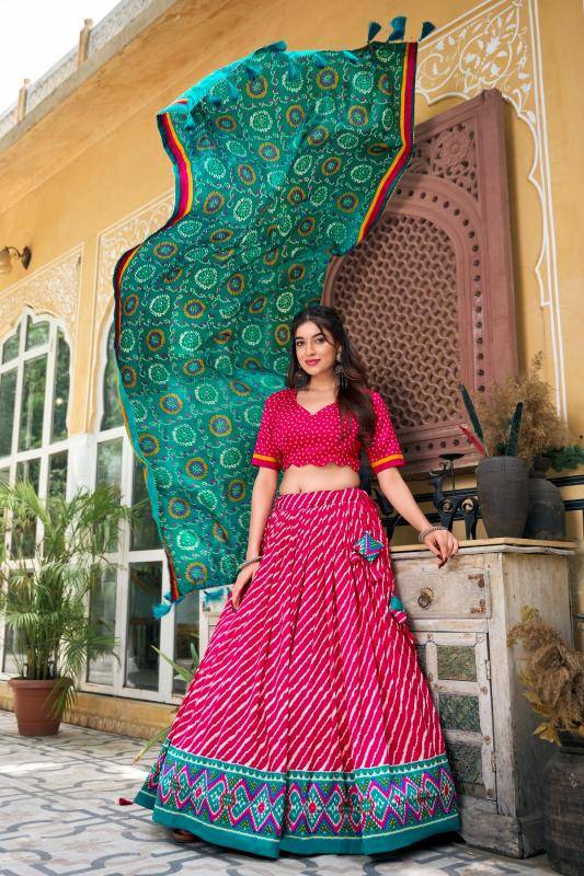 Leheriya Tussar Silk Designer lehenga choli online