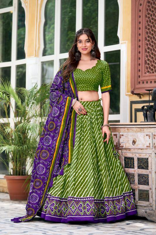 Leheriya Tussar Silk Designer lehenga choli online