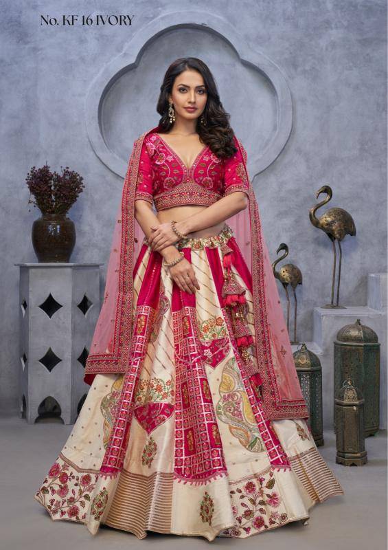 KF-16 Banarasi silk Ivory Wholesale lehenga choli exports from India