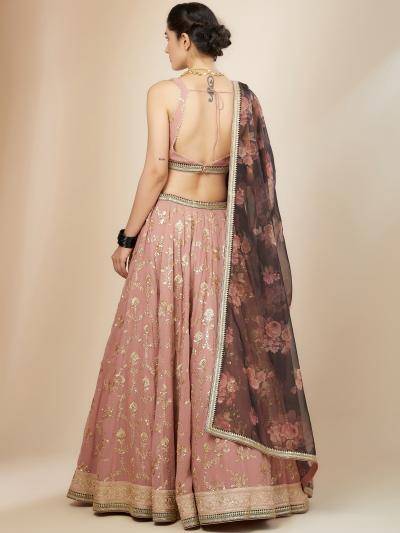 Luxurious Dusty Heavy Georgette Pink Lehenga choli in Surat at wholesale rate