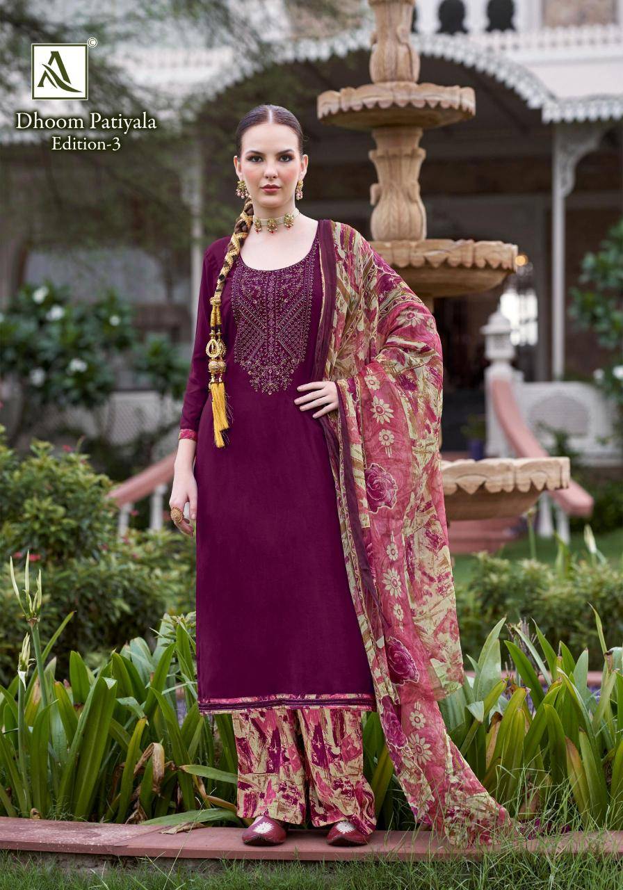Alok suit dhoom patiyala 3 Dress materials wholesale market online