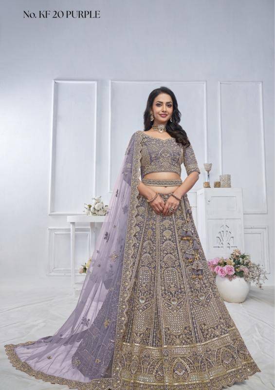 KF-20 Soft net Purple Fancy lehenga choli wholesale