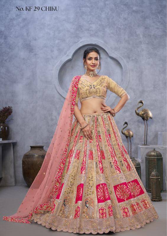 KF-29 Banarasi silk chiku Manufacturer of lehenga choli