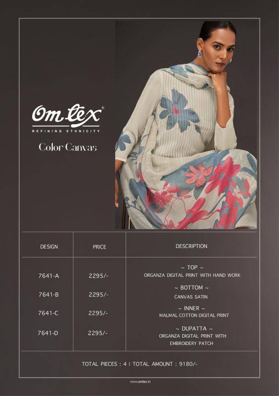 Omtex colour canvas Unstitched dress material wholesale
