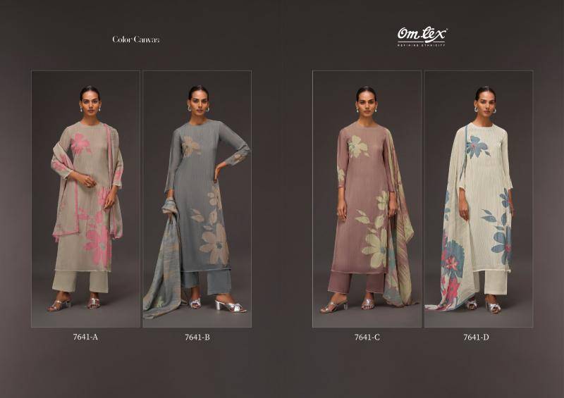 Omtex colour canvas Unstitched dress material wholesale