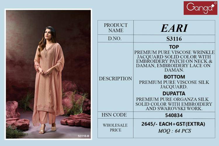 Ganga eari 3116 Wholesale dress material catalogs