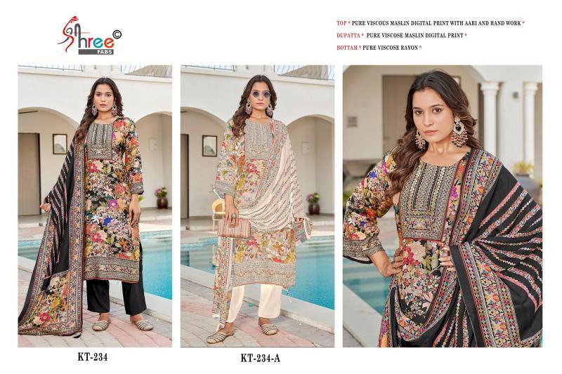 Shree fab KT - 234 maslin Wholesale designer dress material