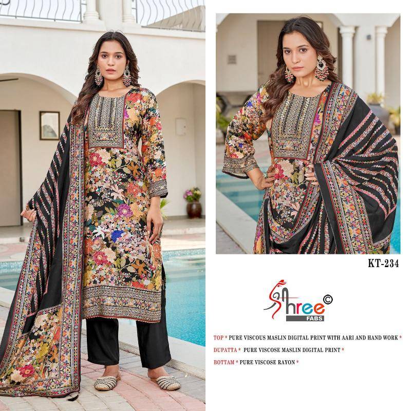 Shree fab KT - 234 maslin Wholesale designer dress material