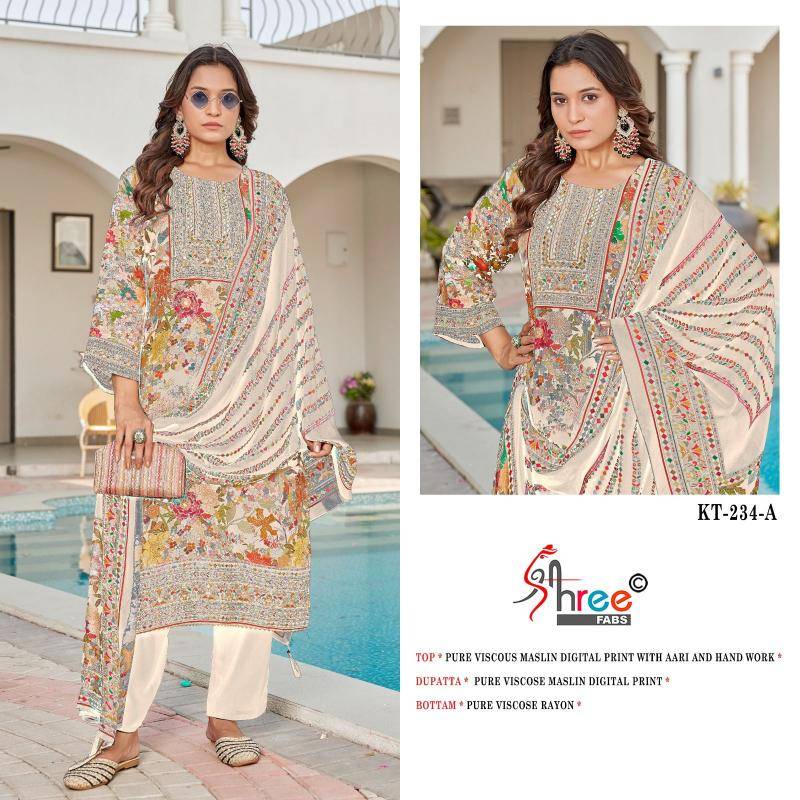 Shree fab KT - 234 maslin Wholesale designer dress material