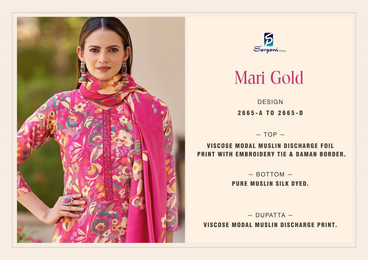 Sargam mari gold Wholesale printed dress material
