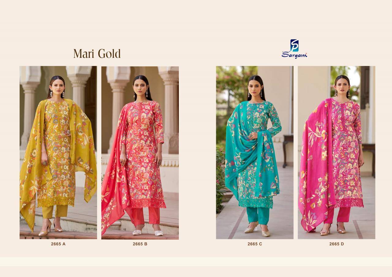 Sargam mari gold Wholesale printed dress material