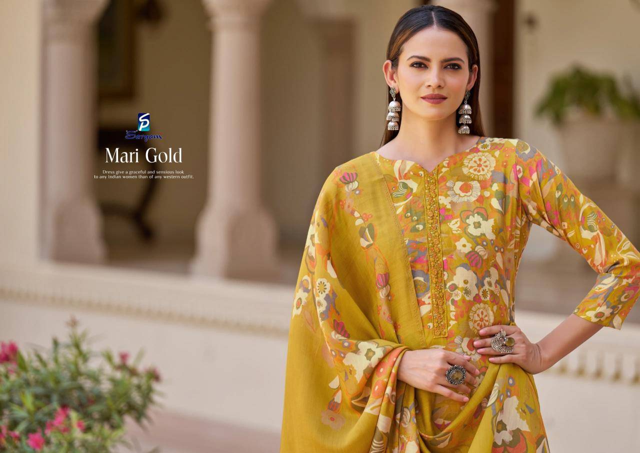 Sargam mari gold Wholesale printed dress material