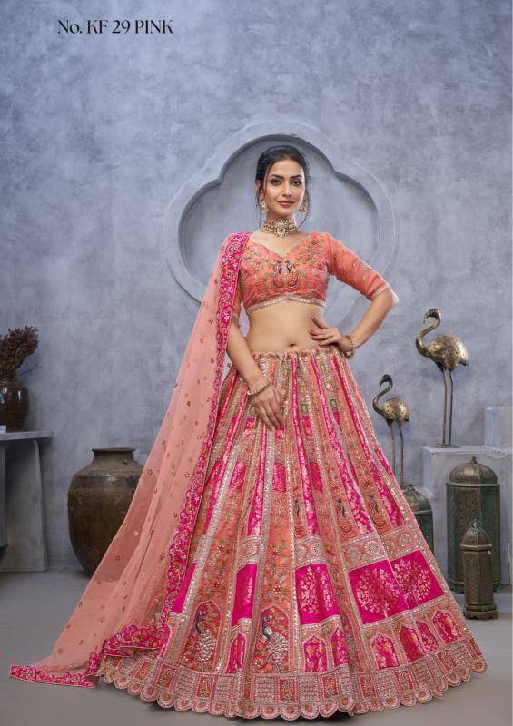 KF-29 Banarasi silk Pink  Lehenga choli exporters
