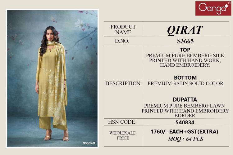 Ganga qirat 3665 Wholesale dress materials for boutique
