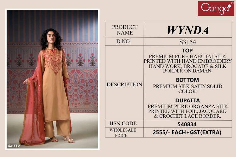 Ganga wynda 3154 Wholesale dress material in Bangalore