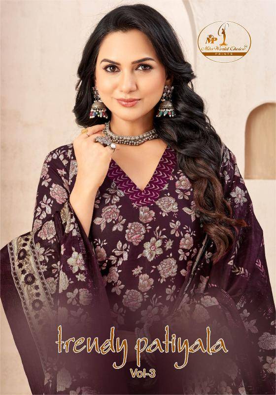 Miss world trendy patiyala vol-3 Dress material wholesale market in Kolkata